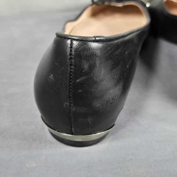 Stuart Weitzman Pointed Toe Flats Womens 9 Black Leather Rope Detail Shoes - Picture 11 of 12